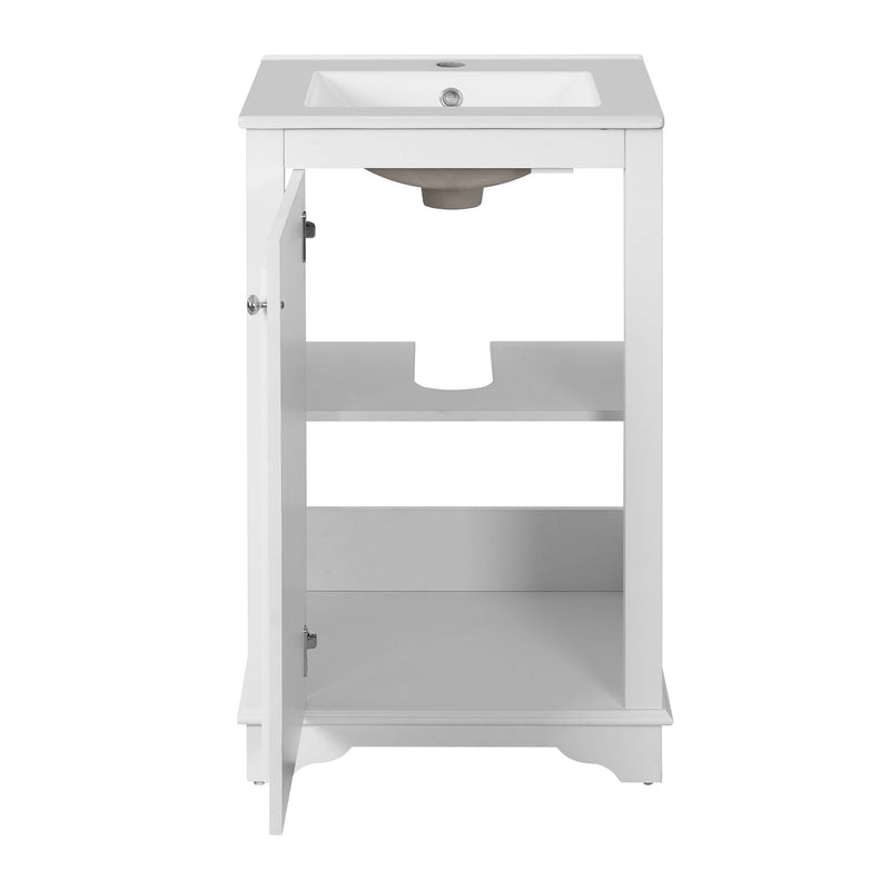 Bathroom Vanity With Sink, Freestanding Single Cabinet Set, Soft Close Door, Adjustable Shelf