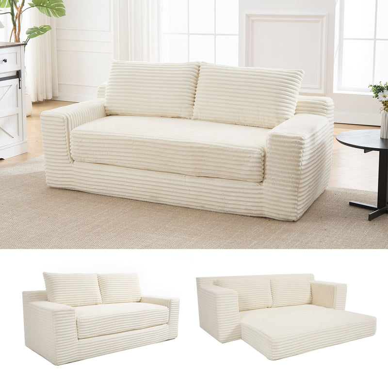 Convertible Loveseat Sofa Bed With Memory Foam & Steel Frame
