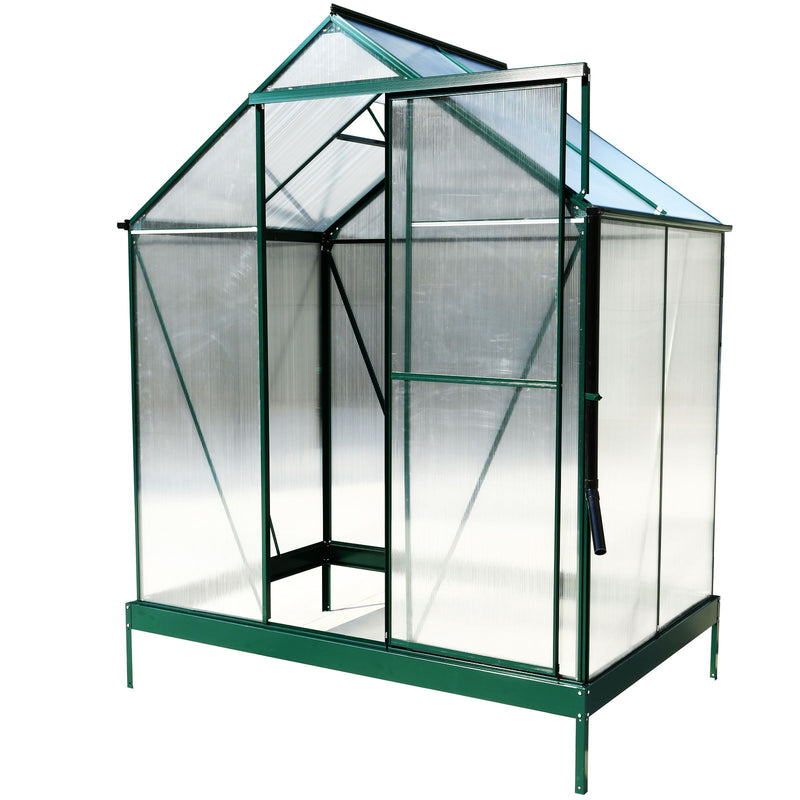 Polycarbonate house, Heavy Duty Outdoor Aluminum Walk-In House Kit With Rain Gutter, Vent And Door For Backyard Garden