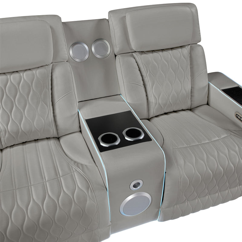 Electra - Power Reclining Loveseat With Power Headrests, Console, Speakers, Massage, LED Lighting And USB Control