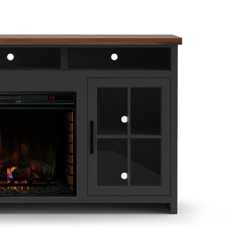 Essex - Fireplace TV Stand Console For TVs Up To 85" - Black / Whiskey