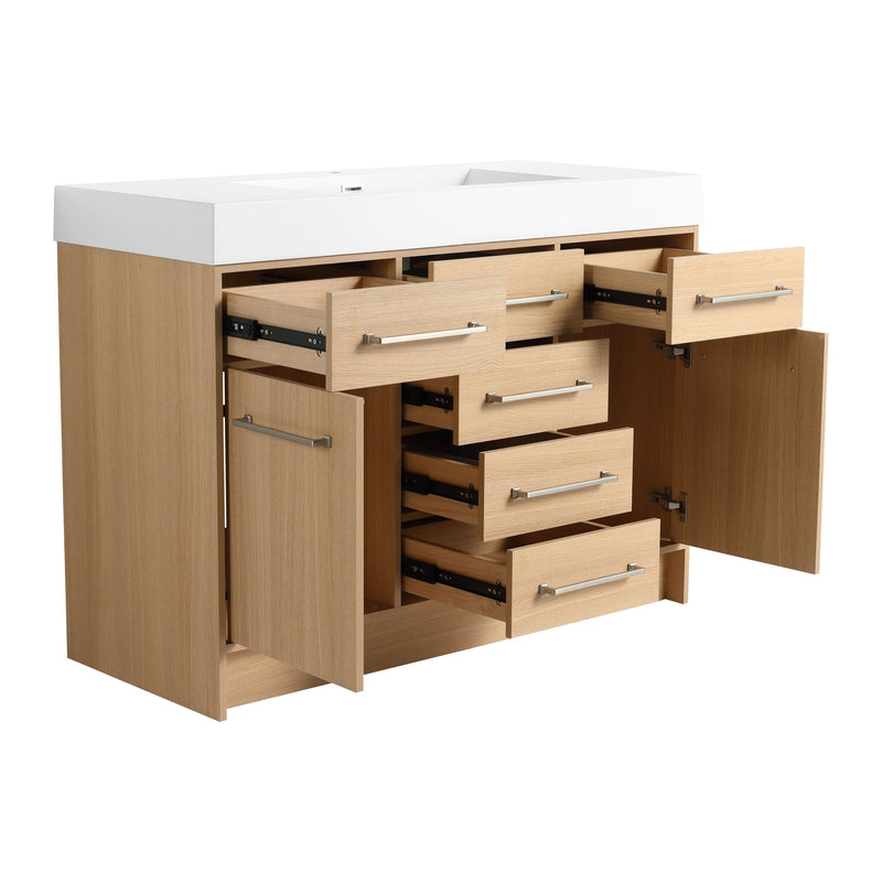 Freestanding Bathroom Vanity With Resin Sink, Soft-Closing Doors And Drawers