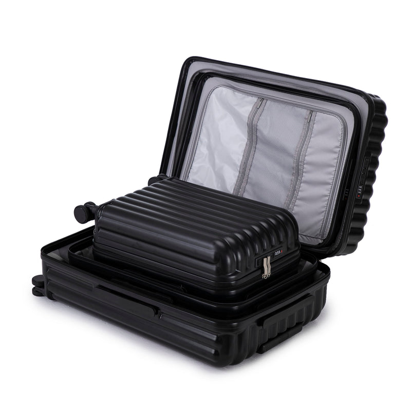 20" / 24" / 28" 3 Pieces / Set Spinner Wheel Luggage, Carry On Suitcase, With Cup Holder & USB Port & Phone Holder