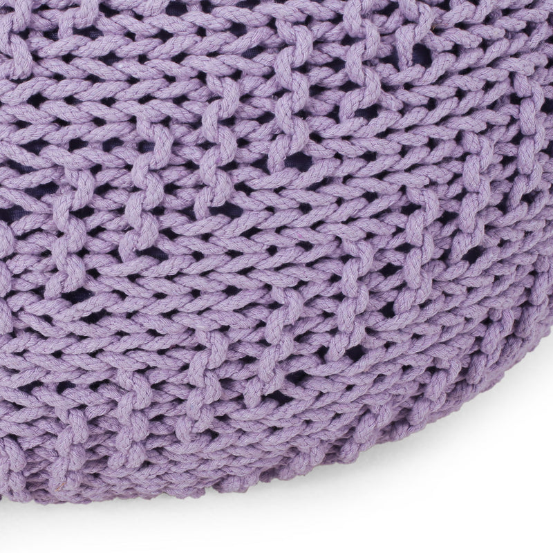 Bordeaux - Knitted Round Pouf Ottoman