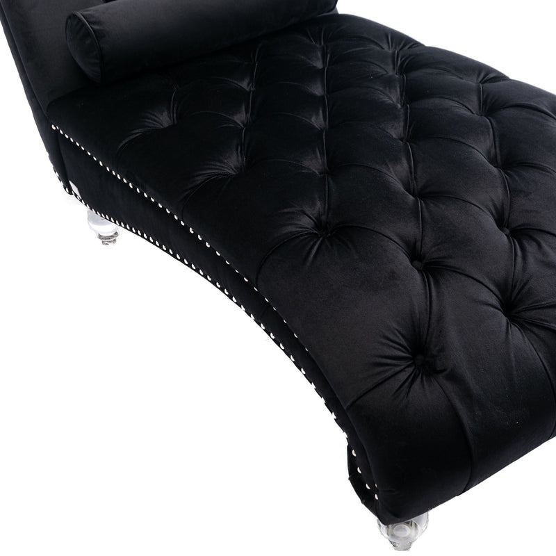 Chaise Lounge Indoor, Button Tufted Upholstered Chaise Lounge Chair With Pillow