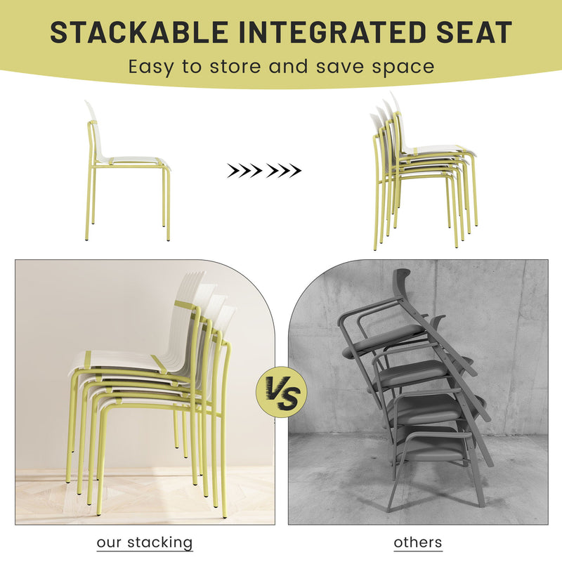 4 Piece Set Of Modern Color Block Designed Single Chairs With Long Table