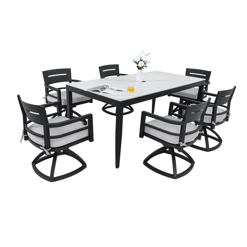 Modern Outdoor Patio Dining Set With Table And Chairs With Sunbrella Cushions