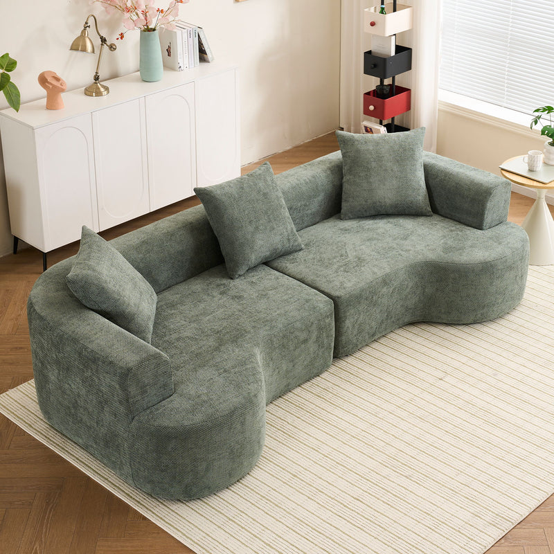 Modern Style Ultra Smooth Curved Sofa With 3 Pillows