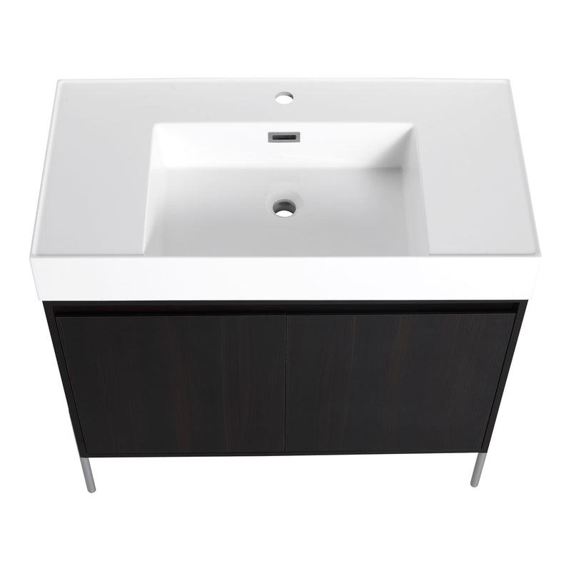 Freestanding Bathroom Vanity With Resin Sink And Storage Cabinet