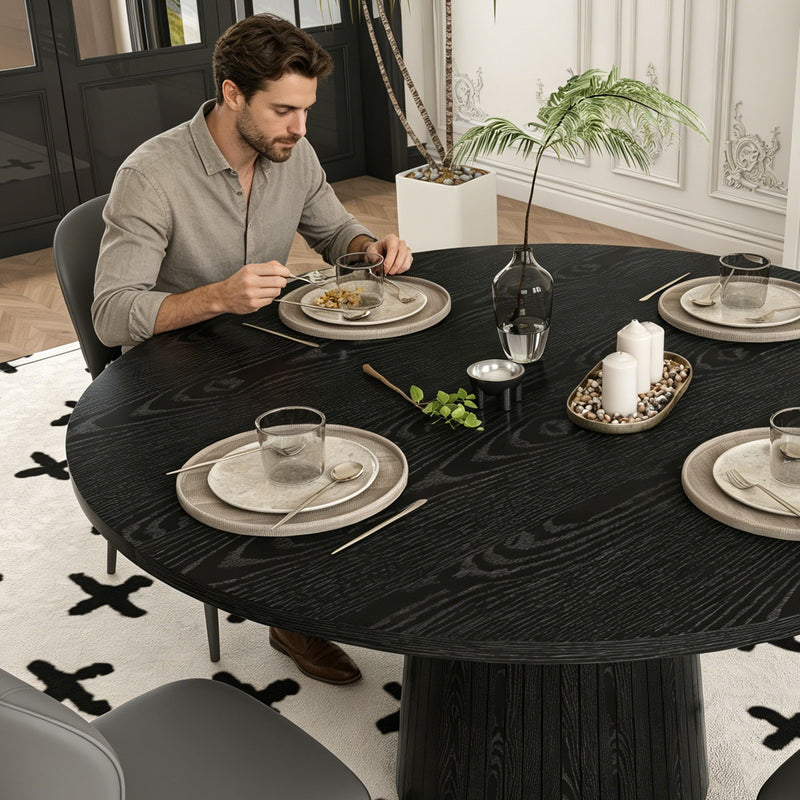 Round Dining Table With Strip Base