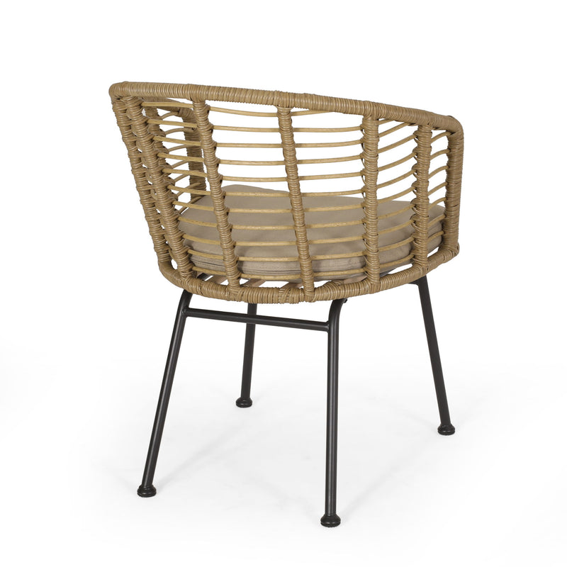 Randy - Modern Wicker Chair With Water Resistant Cushions - Brown / Beige