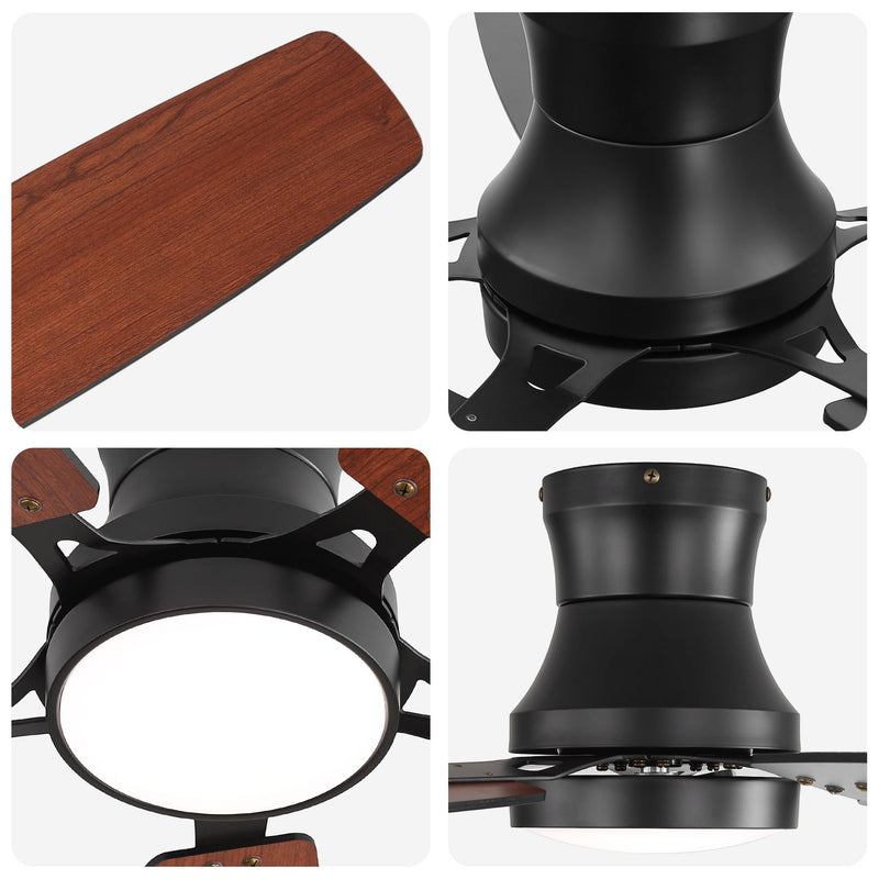 42" Ceiling Fan With Light, Tri Color Dimmable, DC Motor, 5 Blades
