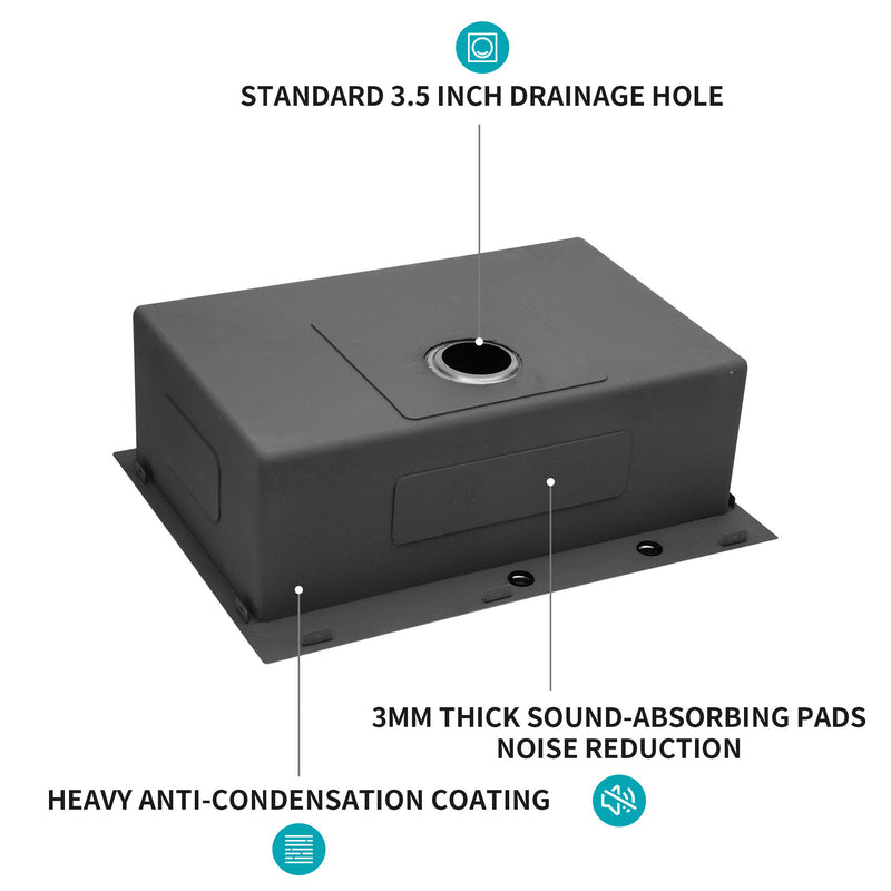 Topmount Kitchen Sink 16 Gauge, Single Bowl