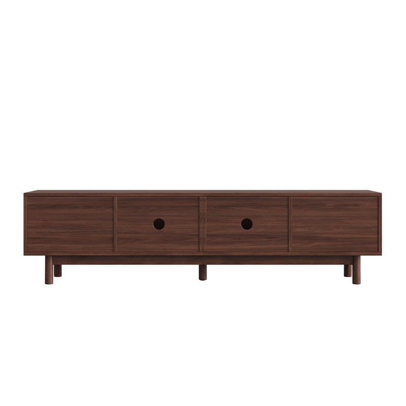 TV Stand With Sliding Doors And 2 Drawers For Living Room - Dark Brown