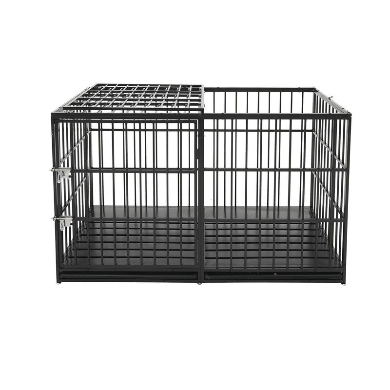 Extra Large Heavy Duty Dog Crate With Removable Pans For Dogs - Black