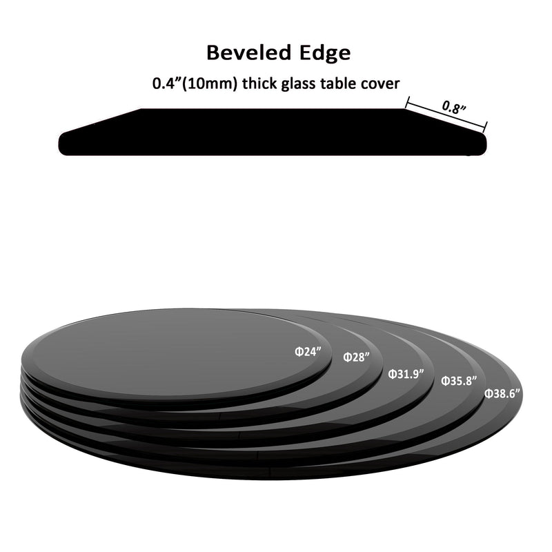 38.6" Round Tempered Glass Table Top Glass Beveled Polished Edge
