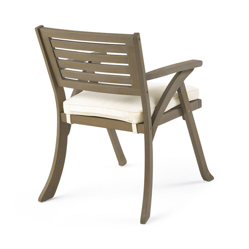 Helen - Outdoor Acacia Wood Dining Chair (Set of 2) - Gray / Creme