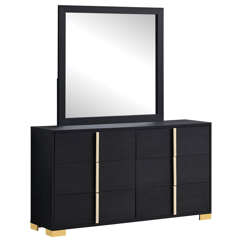Jeremiah - 6 Drawer Dresser With Mirror - Black