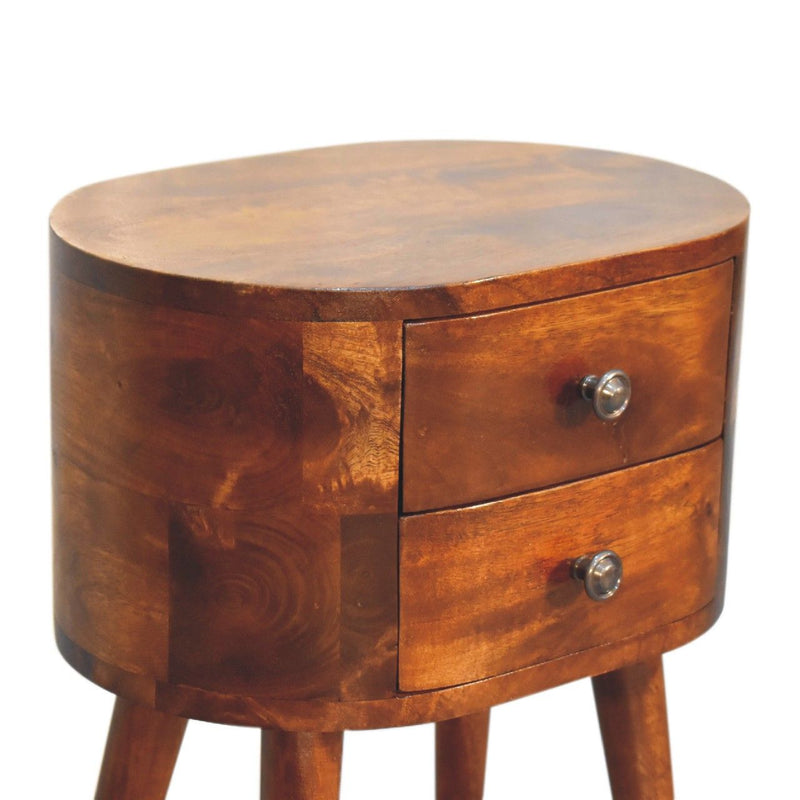 Mini Rounded Nightstand - Chestnut