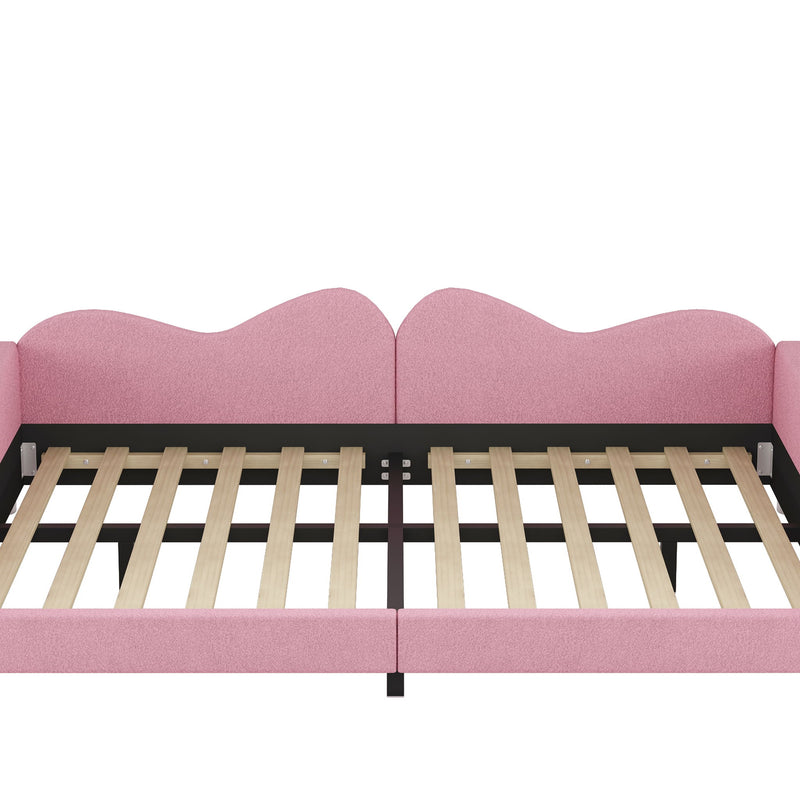 Upholstered Daybed, Sherpa Fabric Sofabed With Cloud-Shaped Backrest