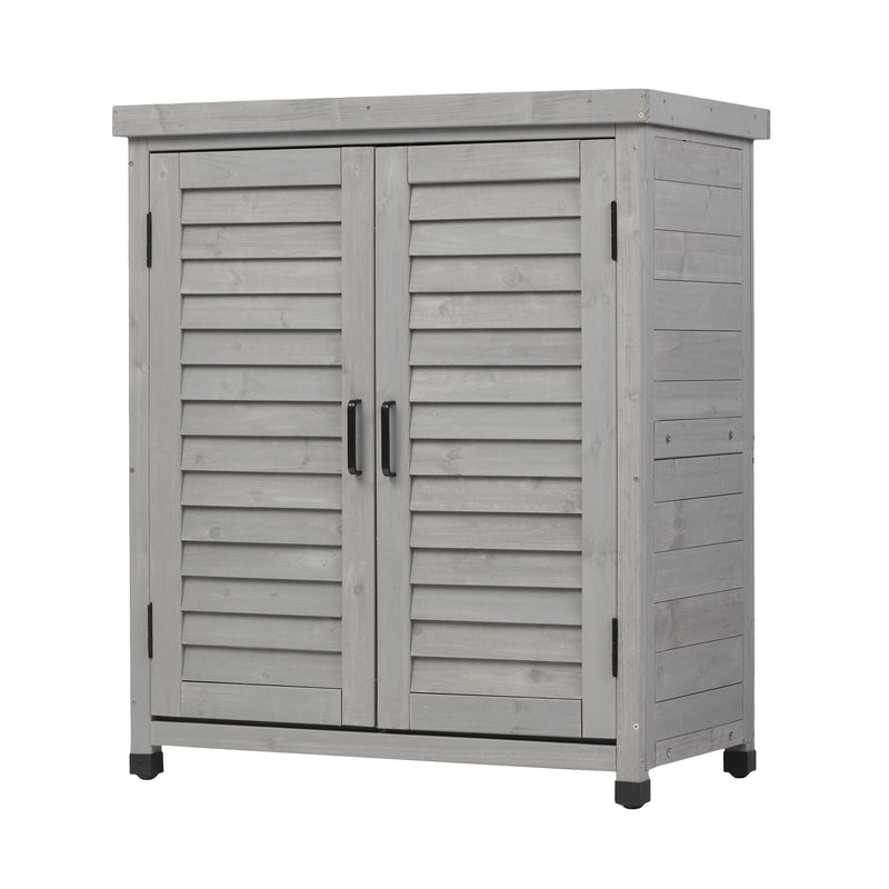 Potting Bench With Storage Cabinet And Metal Table Top For Outdoor