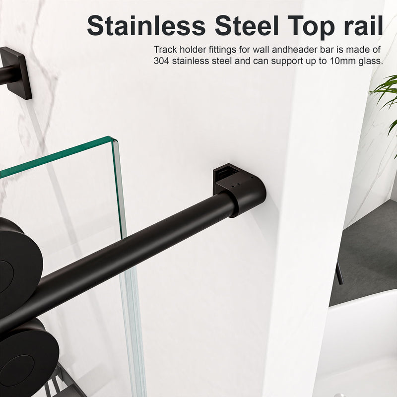 Frameless Single Sliding Shower Door With Clear Tempered Glass