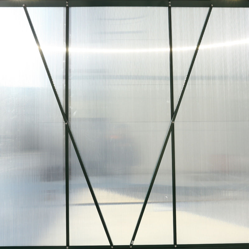 Polycarbonate house, Heavy Duty Outdoor Aluminum Walk-In House Kit With Rain Gutter, Vent And Door For Backyard Garden