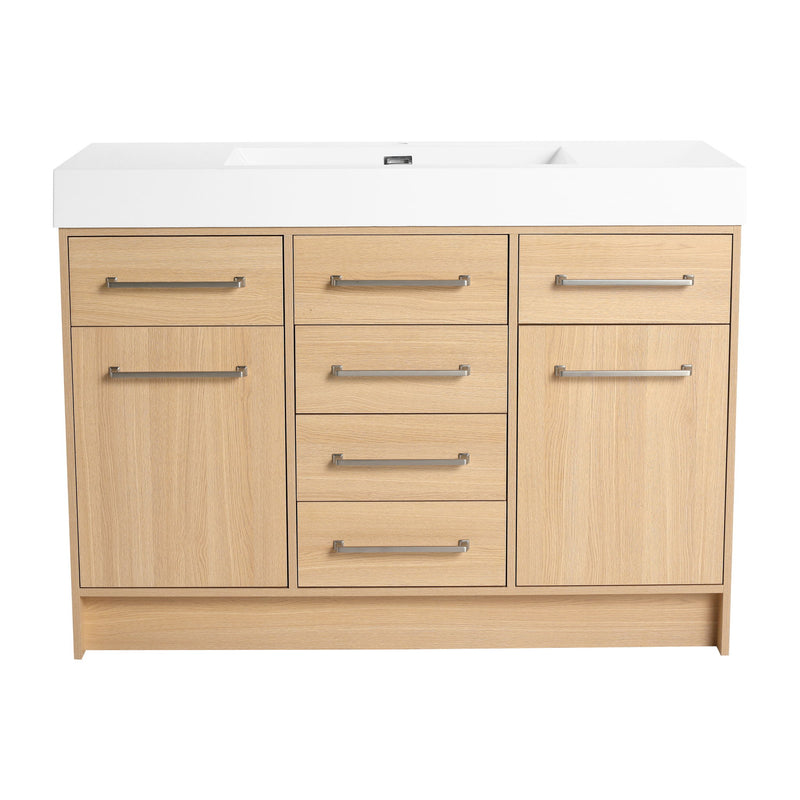 Freestanding Bathroom Vanity With Resin Sink, Soft-Closing Doors And Drawers