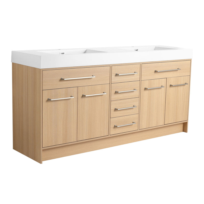 Freestanding Bathroom Vanity With Resin Sink, Soft-Closing Doors And Drawers