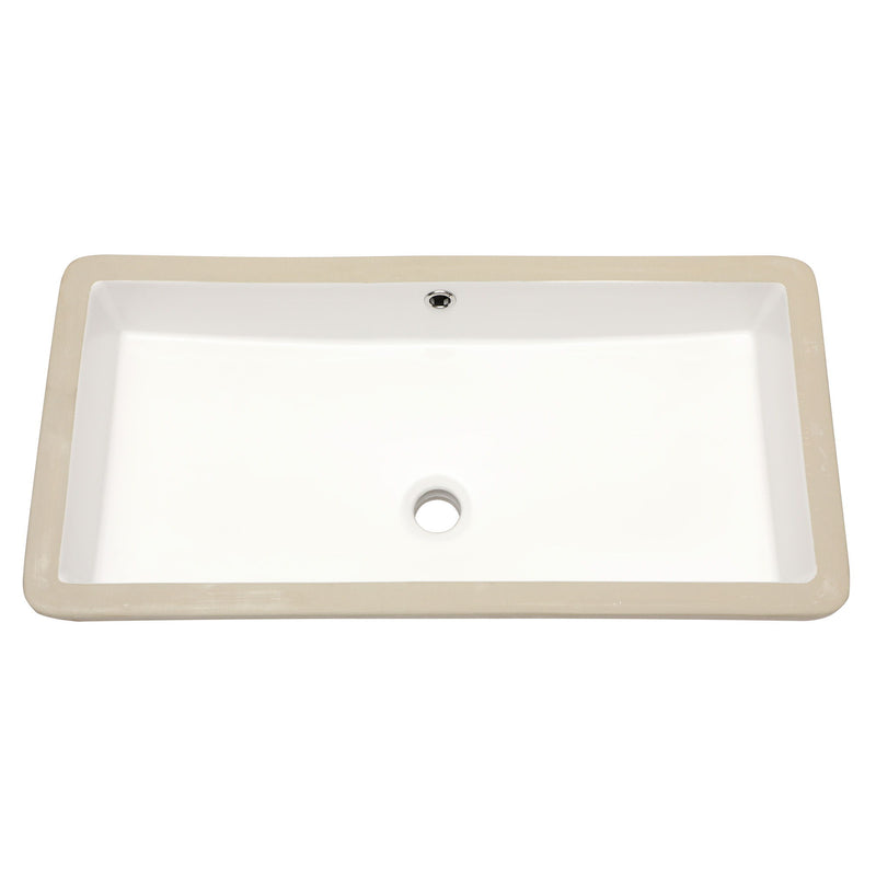 Modern Rectangular Undermount Bathroom Sink With Overflow Ceramic