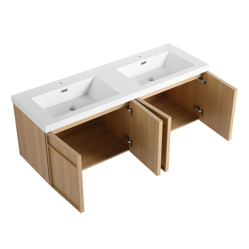 Wall-Mounted Bathroom Vanity With Resin Sink And Soft Closing Doors