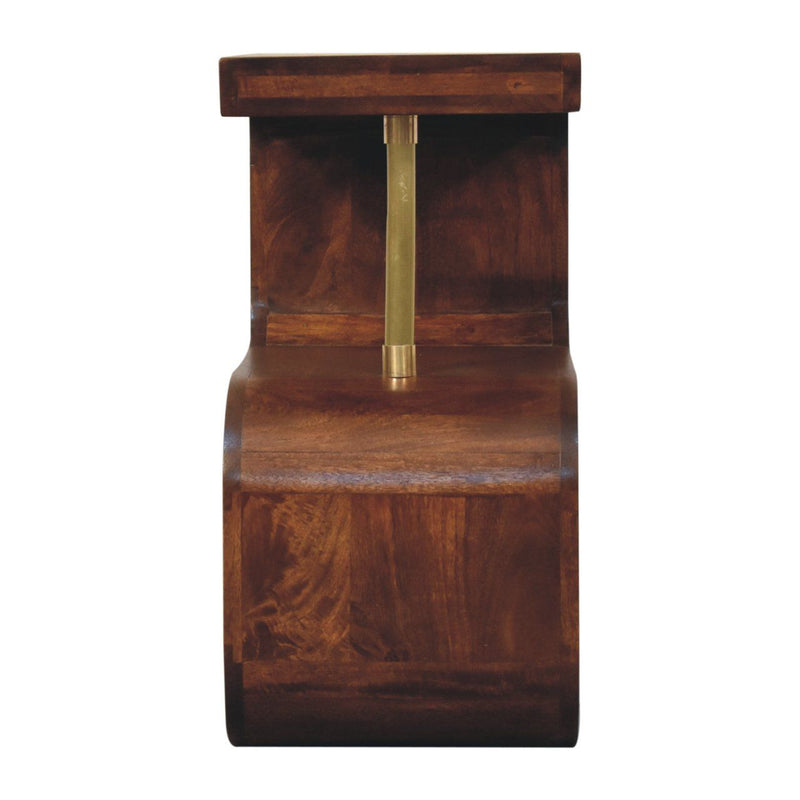 S Curve Brass Bedside Table - Dark Brown