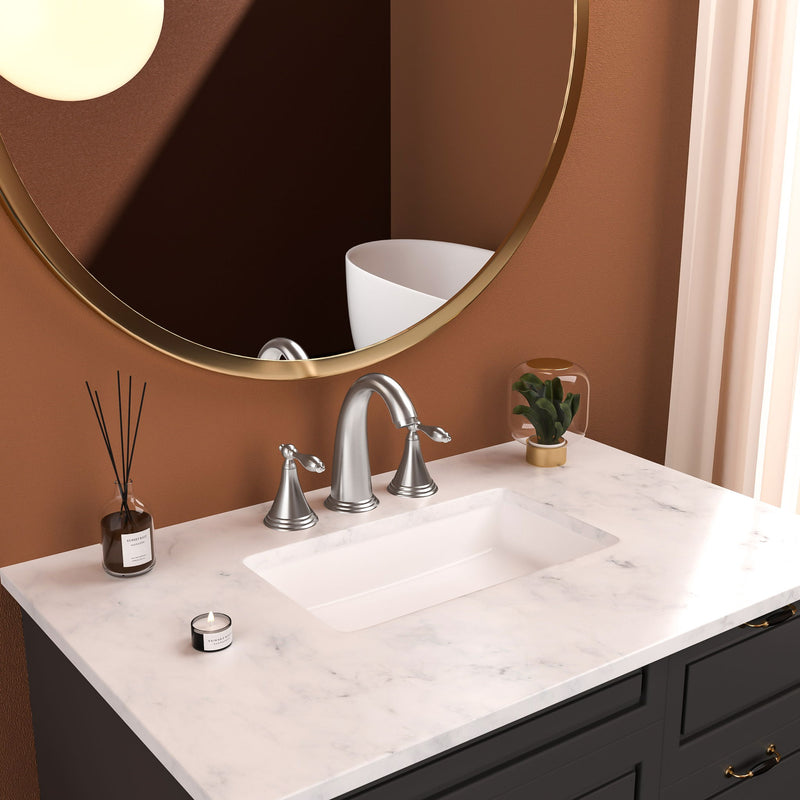 Elegant 2 Handle Widespread Bathroom Faucet With Pop Up Drain And Water Supply Lines
