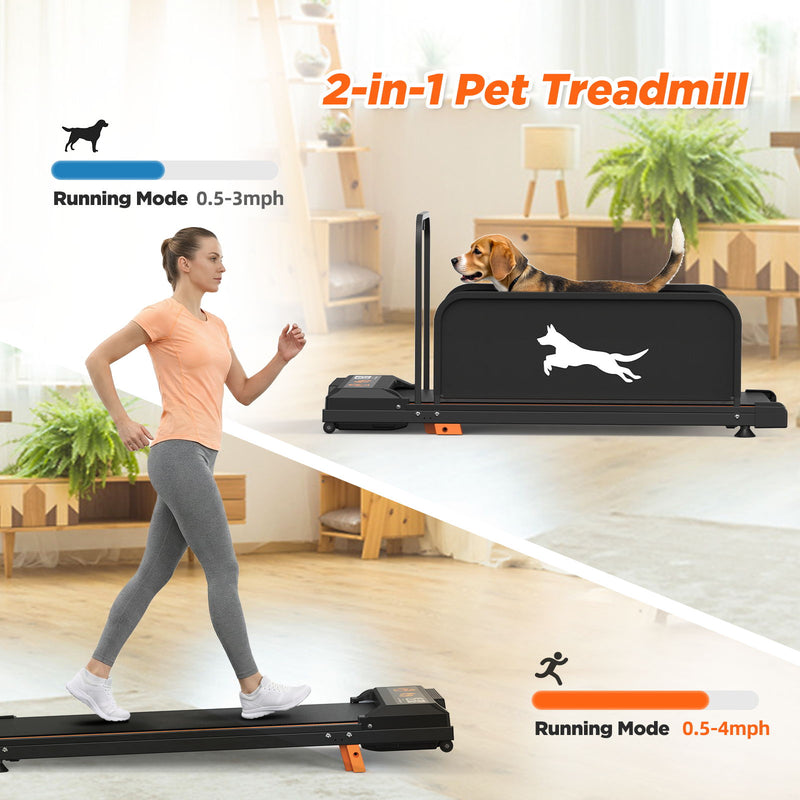 Small Dog Treadmill, Low Noise Pet Exercise Machine For Indoor Puppy Training, Portable Running Wheel - Black