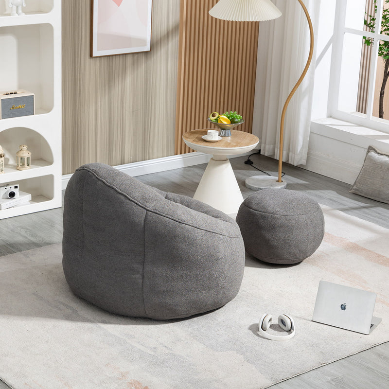 Bedding Bean Bag Sofa Chair High Pressure Foam With Footrest