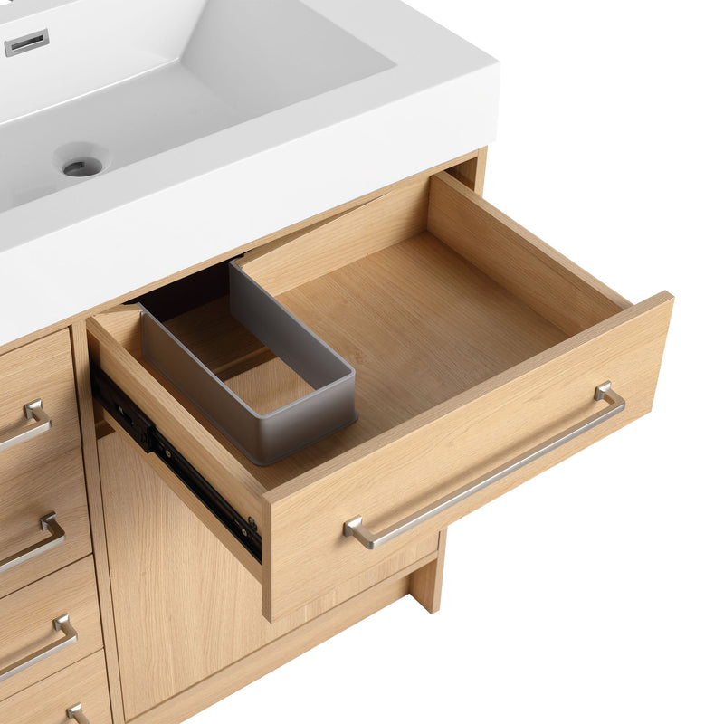 Freestanding Bathroom Vanity With Resin Sink, Soft-Closing Doors And Drawers