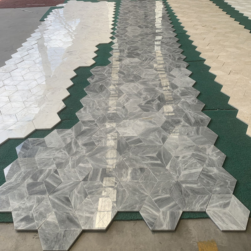 Hexagon Natural Marble Polished Tile For Wall And Floor (Set of 12)