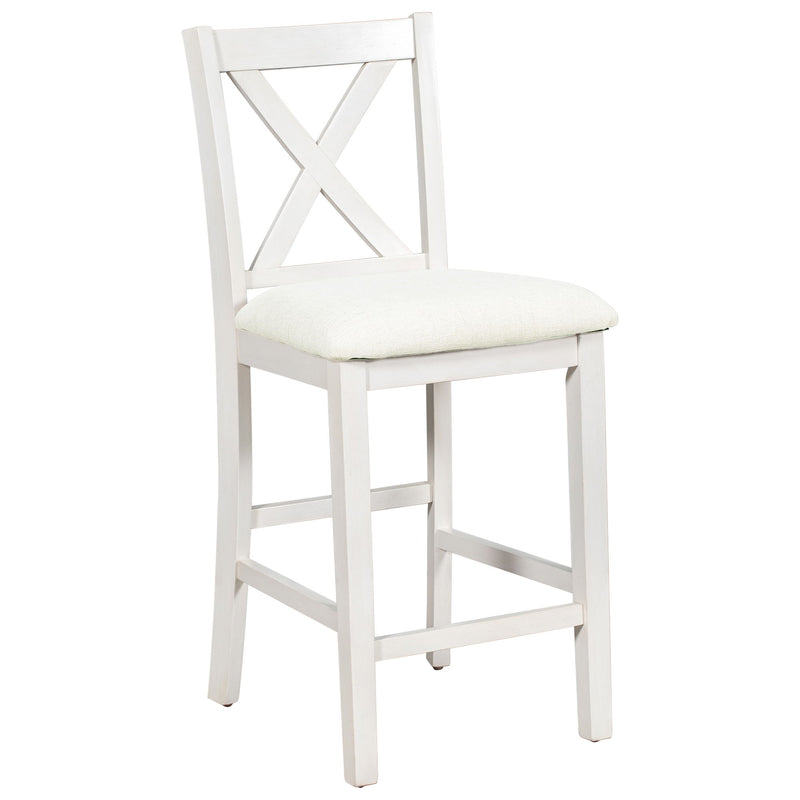 5 Pieces Counter Height Rustic Farmhouse Dining Room Wooden Bar Table Set With 2 Stools And 2 Chairs