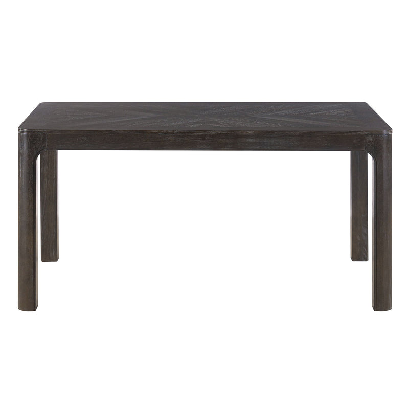 Rectangular Dining Table With Parquet Top, Rounded Corners