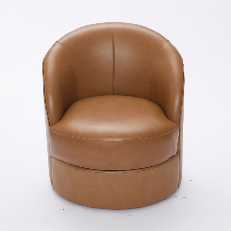 Swivel Accent Chair With 360° Smooth Spin - Black / Light Brown / Silver