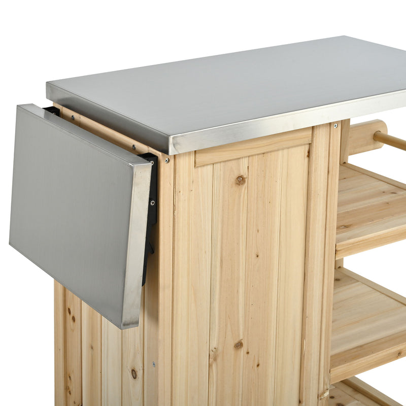 Foldable Outdoor Kitchen Island With Storage Cabinet