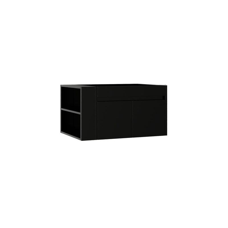 Floating Bathroom Vanity Cabinet, Soft Close Double Drawers, Open Side Storage, Wall Mounted, Cabinet Only