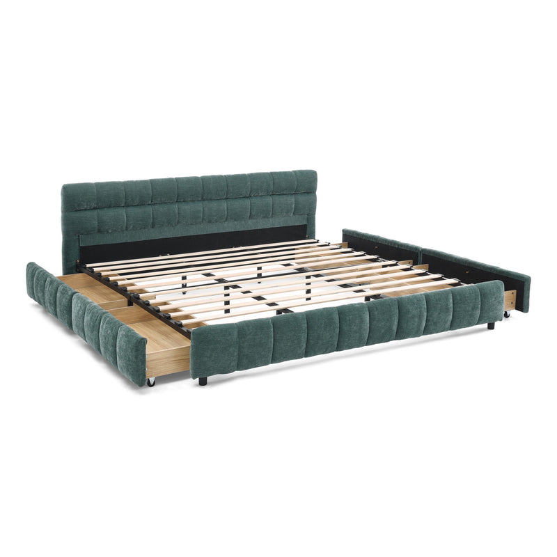 Modern Platform Bed Frame With Thick Fabric