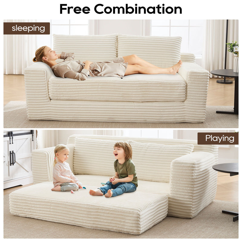 Convertible Loveseat Sofa Bed With Memory Foam & Steel Frame