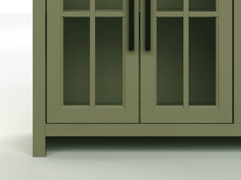 97" Fireplace TV Stand Console For TVs Up To 100" - Sage Green And Fruitwood Finish