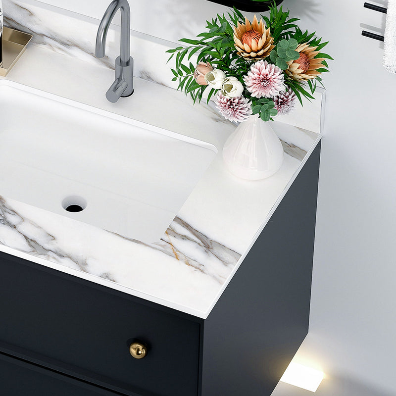 Elegant Vanity Top With Undermount Sink And Backsplash, Sintered Stone