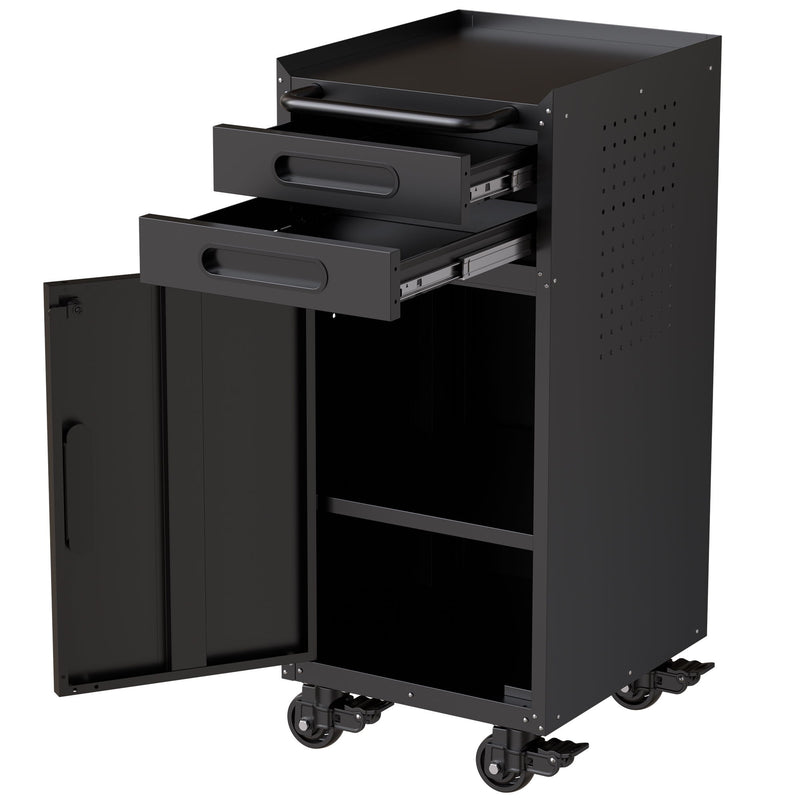 Rolling Tool Cabinet Heavy Duty Garage Storage With Lockable Doors & Drawers