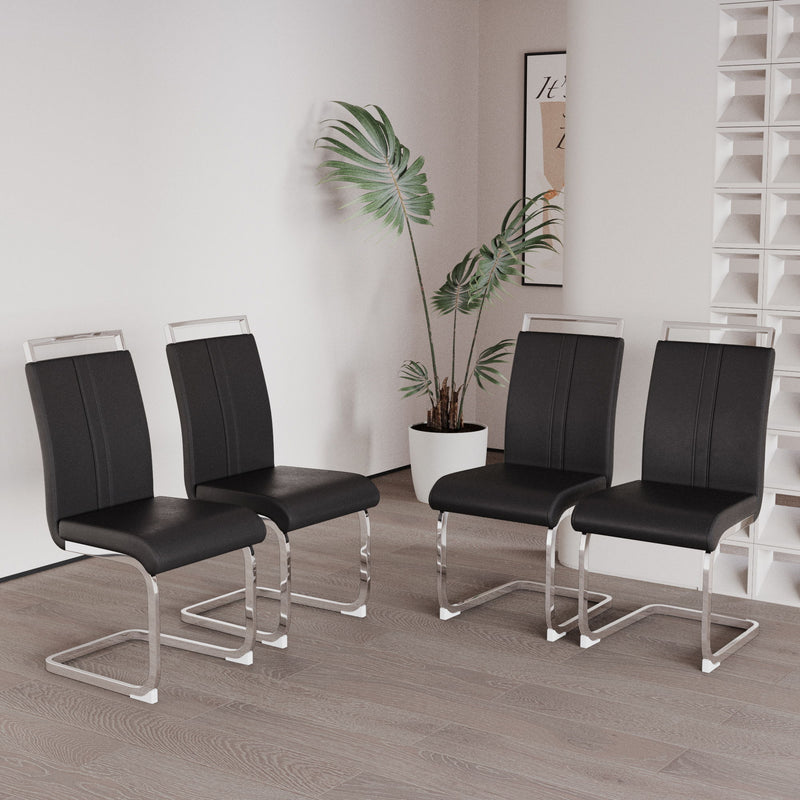 Modern Dining Chairs With Padded Seat, High Back