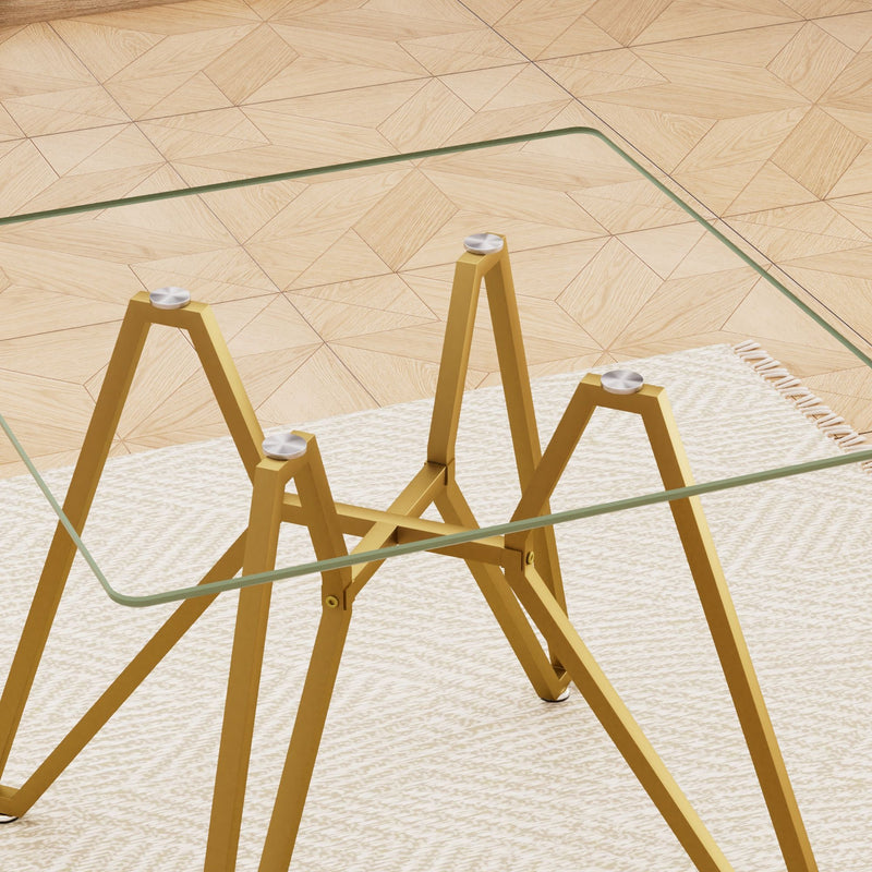 Modern Glass Dining Table With Metal Legs