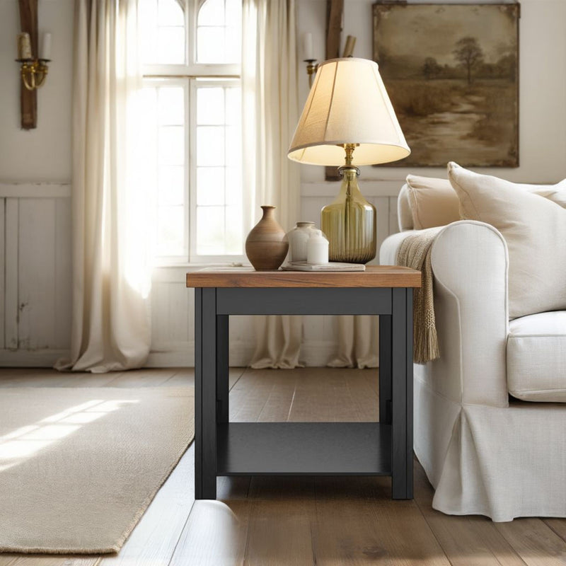 Essex - Side Table - Black / Whiskey